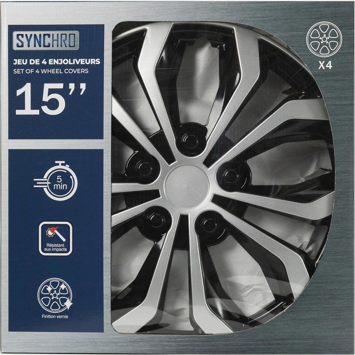 Jeu De 4 Enjoliveurs 14" Alaska Silver/Black - Carpoint