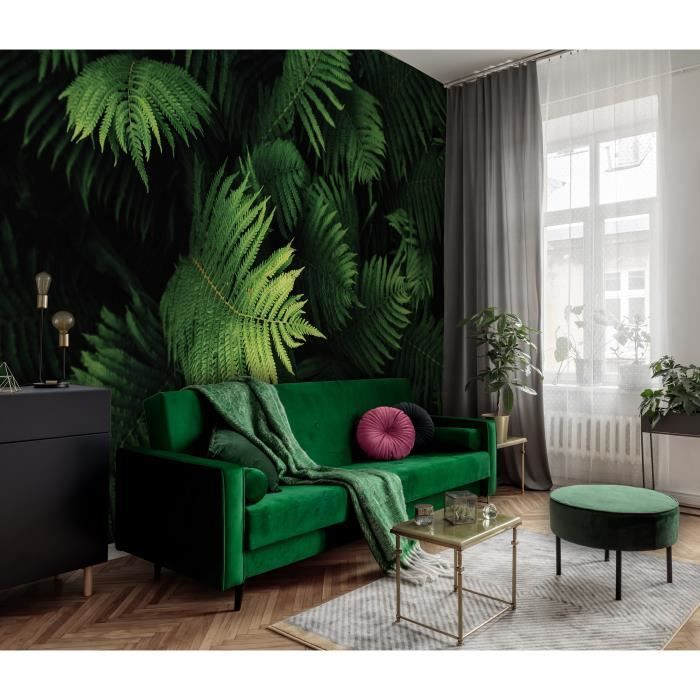 Papier Peint Intissé Panoramique Feuille 3D 368x254 cm Tropical Jungle ...
