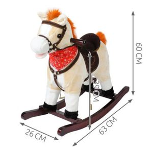 JOUET À BASCULE Cheval à bascule peluche bois son et mouvements JOUET À BASCULE Cheval à bascule peluche bois son et mouvements