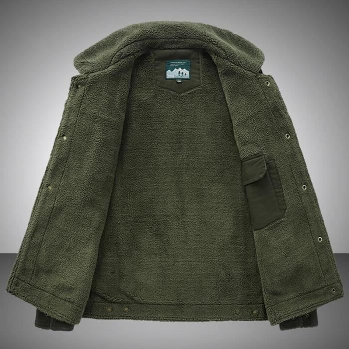 Veste D'hiver Homme Demi-saison Maavoki – Doublure Polaire, Style Militaire, Avec Poches Multiples