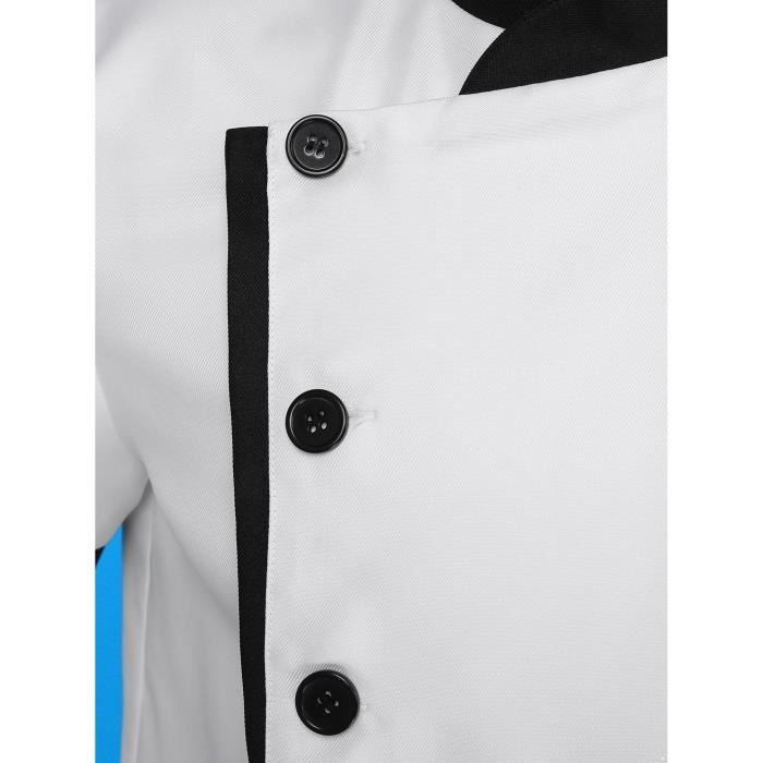 Iixpin Veste de Chef Manches Courtes avec Poche Manteau Uniforme