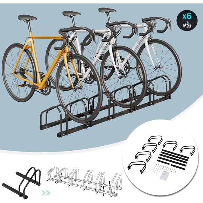 WOLTU Râtelier Vélo pour 6 Vélos, Range Vélo au Sol ou Mural, Support pour  Bicyclettes, Porte-vélos en Métal Noir - Cdiscount Auto