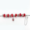 Bracelet Charms Perles Murano Rouge Pendant Couronne en Argent Vieilli-3