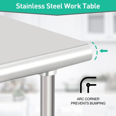 Table De Travail Inox Sur Roulettes 60x30x85 Cm - Plan De Travail Cuisine Pro Avec Étagère