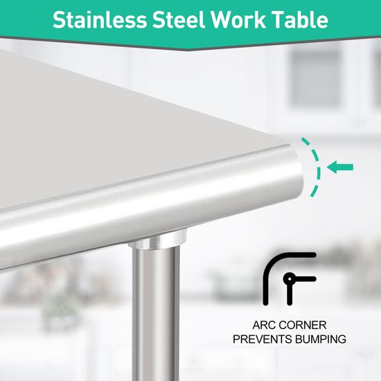 Table De Travail Inox 76x61 Cm 200kg - Table Gastro Avec Roulettes CAVATINY