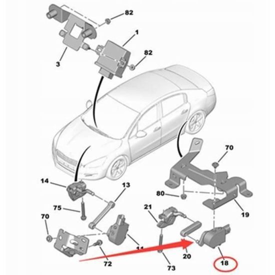 Capteur Hauteur Suspension 9641247280 / 9663488180 – Pour Citroën C5 2003-2007, Remplacement Direct