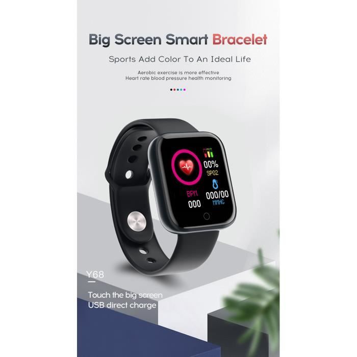 Smart Watch FitPro Y68 - Montre connectée avec écran tactile et programmes  de sport / fitness - Noir - Acheter sur PhoneLook