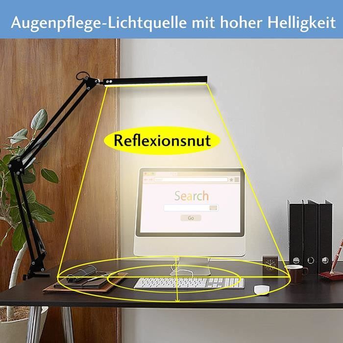 Version longue - Lampe de bureau LED à bras oscillant avec œil de serrage,  lampes à intensité variable, lampe - Cdiscount Maison