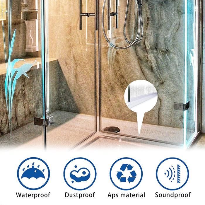 Joint bas de porte de douche 2x100CM en caoutchouc de remplacement profil  hyofuge d'étanchéité idéal pour les portes en verre d'8 - Cdiscount  Bricolage