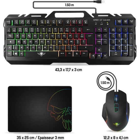 Pack Gamer SPIRIT OF GAMER MK5 Ultimate - Clavier, Souris Et Tapis De Souris - Neuf