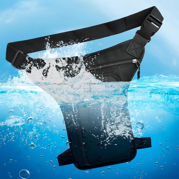 Sacoche Cuisse Tactique Étanche SYCSYH - 31x18cm - PU/Polyester - IPX6 - Pour Moto/Voyage/Sport