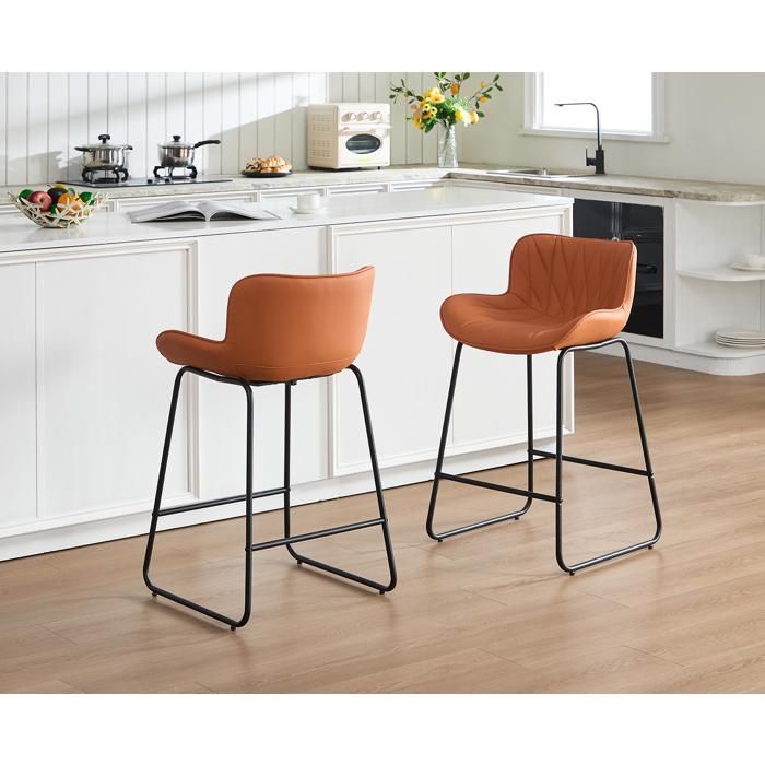 chairus Lot de 2 Tabourets de Bar Scandinaves Chaise Haute Bar Rétro avec Pieds en Bois Massif
