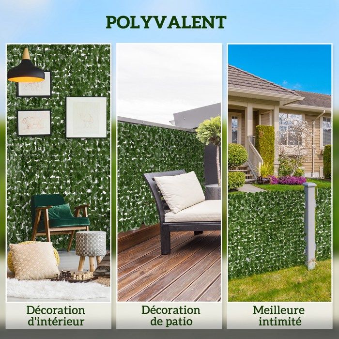Haie Artificiel Brise-Vue décoration Rouleau 3L x 1H m Feuillage ...
