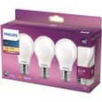 Philips, pack de 3 ampoules E27 LED 60W, blanc chaud-0