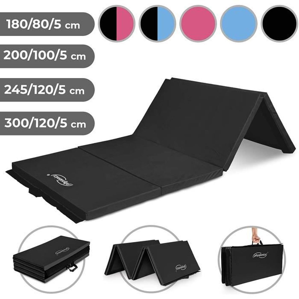 180 x 120 XL Tapis de gymnastique pour la maison - Pliable - Tapis de gymnastique de 5