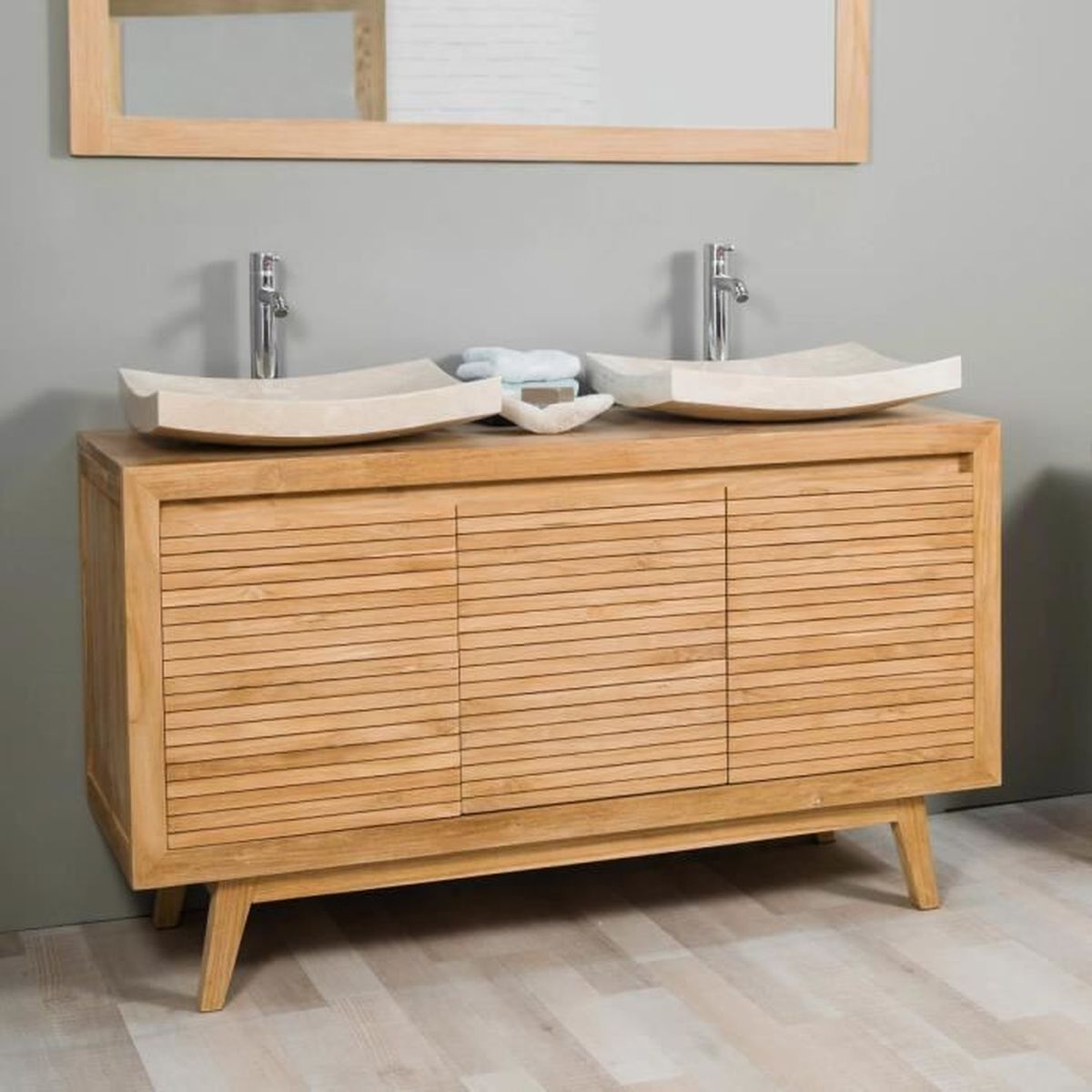 Meuble Salle De Bain En Teck Vintage 140 Achat Vente Meuble Vasque Plan Meuble Salle De Bain En Tec Soldes Cdiscount