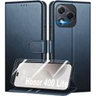 TECHTA Coque pour Honor 400 Lite 5G + 2 Pièces Verre Trempé, [Housse en Cuir PU ] [Etui à Rabat] [Pochette de Portefeuille] - Bleu