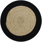 THE DECO FACTORY Funny Jute - Tapis Salon ou Chambre en Jute naturel rond diamètre Ø 70 cm - Bande noire