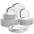 Veweet FIONA 36pcs Assiettes Service de Table Pocelaine Assiettes Plates Assiette Creuse Assiette à Dessert Vaisselles