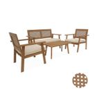 SWEEEK Salon de jardin. Bohémia. cannage rond. canapé 2 places. 2 fauteuils. 1 table basse 117x64x74 cm