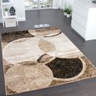 Tapis moderne design - Beige Noir Crème - 240 x 340 cm - Motif Cercles Marbré - Polypropylène - Intérieur - PACO HOME