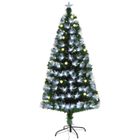 HOMCOM Sapin de Noël Artificiel Lumineux 120H cm Fibre Optique LED + 20 Ampoules + Support Pied 130 Branches étoile Sommet