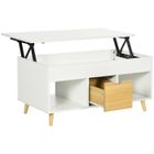 HOMCOM - Table basse - Panneau de particules - 100x50x49cm - Blanc