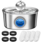 HYTOBP Fontaine a Eau Chat en Acier Inoxydable 304—3,2L, , Pompe Silencieuse, Multi-Filtration avec 4 Filtres+4 Éponges+Tapis