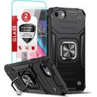 Coque pour iPhone SE 3 2022/2020,Coque iPhone 8/7/6/6s Béquille avec 2 x Verre Trempé,Militaire Rigide PC et TPU Silicone-LeYi