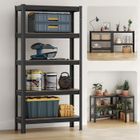 SONGMICS Meuble Étagères à 5 Niveaux, 30 x 75 x 150 cm, Capacité 650 kg, Planches Réglables, Style Industriel, Marron et Noir