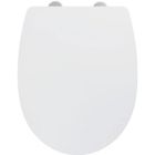WENKO Abattant WC avec Frein de Chute TAVOLA, Cuvette Toilette Universelle, Lunette Clipsable, Charnières inox, en Thermoplast