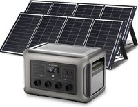 ALLPOWERS R3500 Station d'alimentation portable avec 2 panneaux solaires pliables de 200W, batterie LiFePO4 3168 Wh 3500W