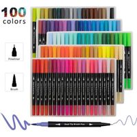 100 couleurs Feutre Coloriage Double Marqueurs au Coloriage Stylo Pinceau Pointe Fine Couleur–Pour Débutant, Artiste, Enfant, Adulte