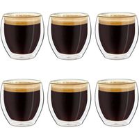 MTEvoTX Tasse Expresso Double Paroi, Set de 6 tasses de 80ml, Tasse à Double Paroi Verre Transparent pour a Cafe Latte Cappuccino