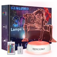 KENLUMO Lampe Luffy Noël Enfant Cadeau One Piece Lampe de chevet LED télécommande Touchez pour changer decouleur decoration chambre