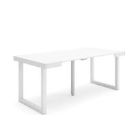 Skraut Home - Table console extensible  - Blanc - Pieds bois massif - 180 cm - Pour 8 personnes