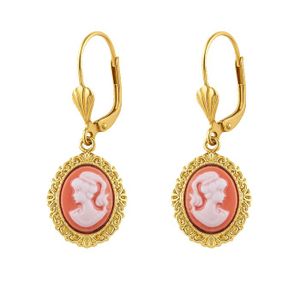 Boucles D'oreilles Vintage Plaqué Or Et Résine - Occasion, Style Rétro, Bijou Fantaisie