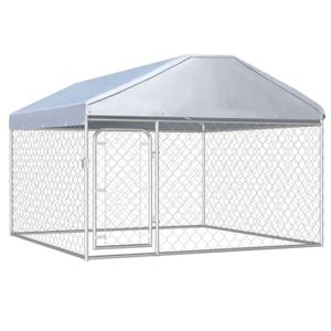 ENCLOS - CHENIL Chenil exterieur cage enclos parc animaux chien exterieur avec toit pour chiens 200 x 200 x 135 cm