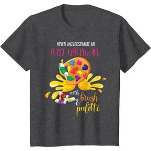 CRAYON DE COULEUR T-Shirt Peintre Retraité Palette Dessinateur - Chiné Foncé - Palettes - 8 ans - Adulte - Mixte