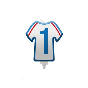 BOUGIE ANNIVERSAIRE BOUGIE CHIFFRE 1 MAILLOT FRANCE FOOTBALL 8CM  Blan
