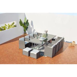 Ensemble table et chaise de jardin Salon de jardin encastrable - 12 personnes - MIAMI