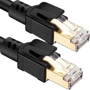 Câble Ethernet Cat 8, câble de raccordement haute vitesse RJ45, réseau  40 Gb/s 2000MHz LAN plaqué or Cat8, intérieur