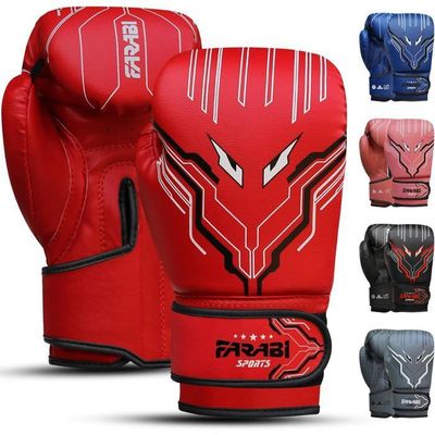 Gants De Boxe Enfants Farabi - Muay Thai / Training / Sac - Rouge Et Noir - Neufs
