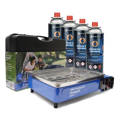 Réchaud à Gaz Portable Avec Grille Et Couvercle - 2,1 KW, Pour Camping, Jardin, Pique-nique - Noir - 5