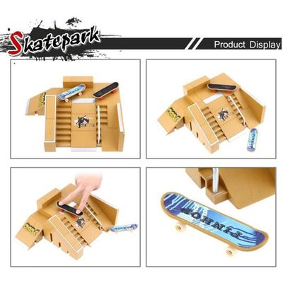 Kit Skate Park Fingerboard – 13 Pièces – Rampe, Mini Vélos, Planches, Pantalon – DIY Parcours Obstacles