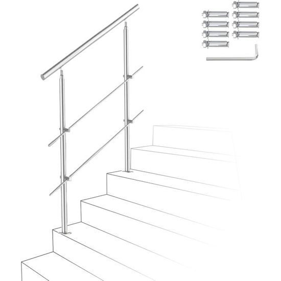 Ikodm Balustrade en acier inoxydable 80 cm avec 2 barres transles et ...