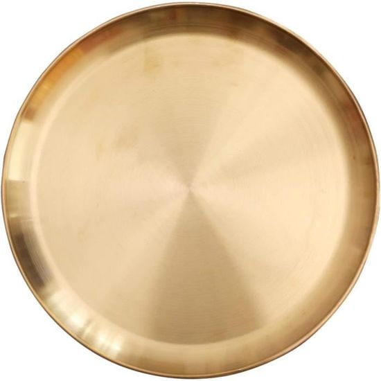 Plateau Rond Doré 28 cm en Acier Inoxydable Poli Miroir – Plateau Décoratif Polyvalent pour Bijoux, Cosmétiques, Bougies, Parfums & Déco – Idéal pour Salle de Bain, Chambre, Table Basse & Salon