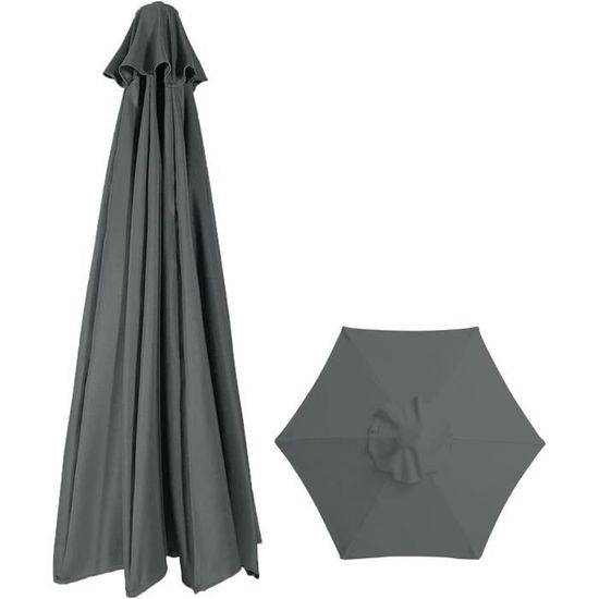 Toile De Remplacement Pour Parasol Déporté - Taille 3x3m, 8 Baleines, Tissu Polyester Anti-UV - Couleur Grise - 4