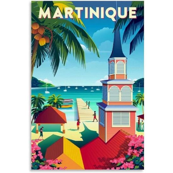 Plateau Et 6 Dessous De Verre Vintage Martinique - Décoration En Verre, Occasion
