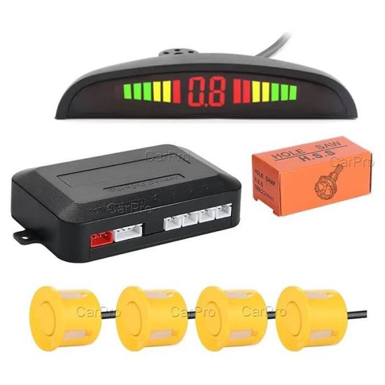 Capteur Stationnement Universel Sans Fil 4 Capteurs - Écran LCD Détection Distance Voiture